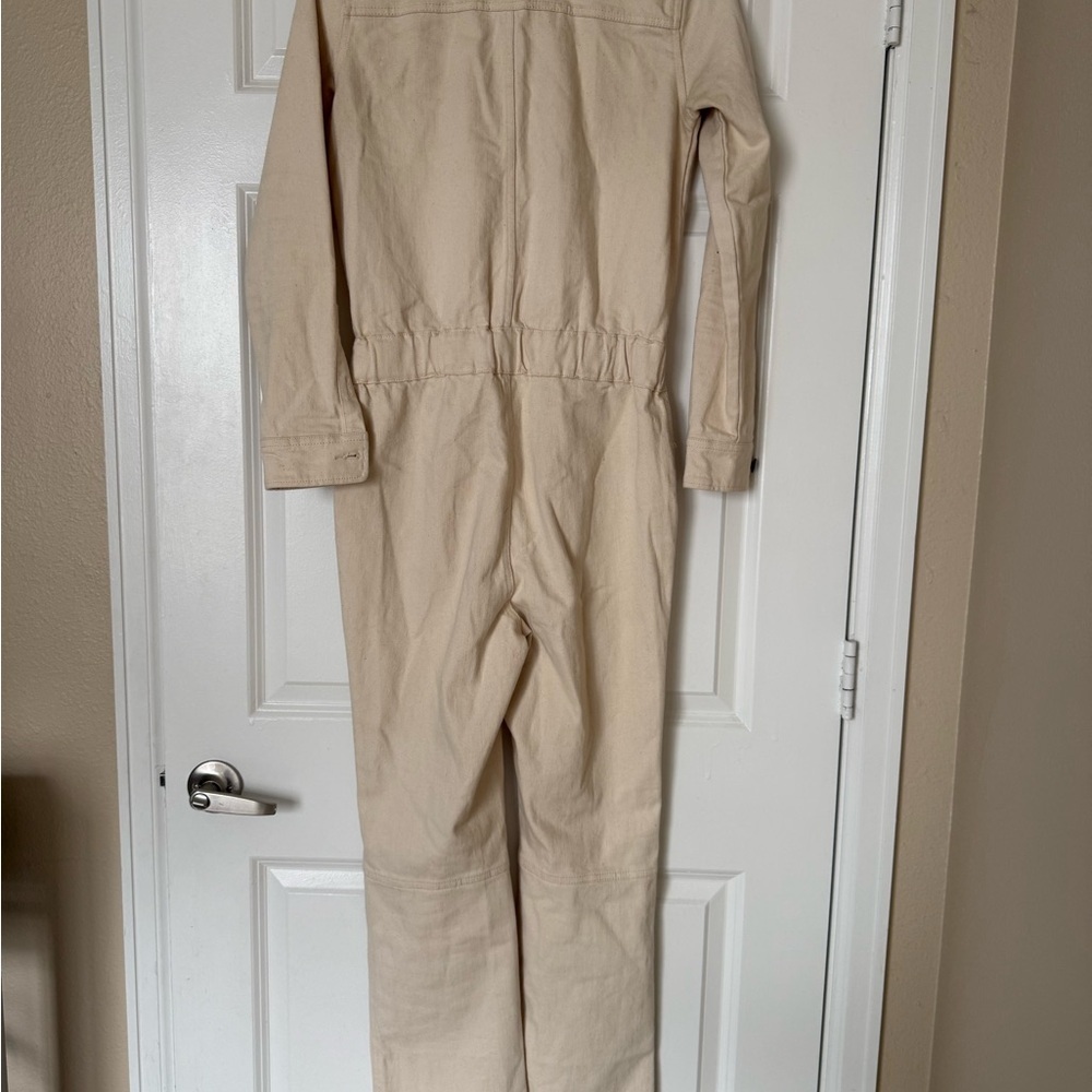 Faherty Denim Jumpsuit Overland Twill Utility Cotton in Off White Size XS - Picture 2 of 15